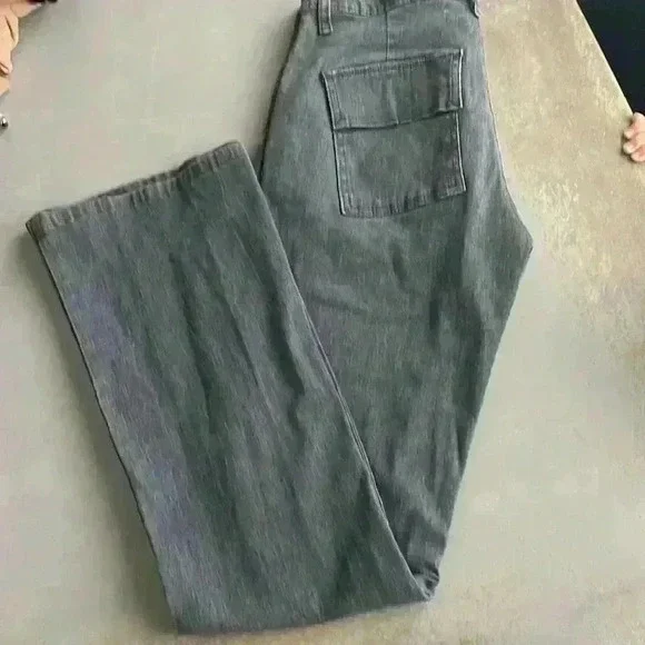 Vintage American Brand Nissi Juniors Gray Pocket Wide Leg Denim Jeans Size 11 - Picture 9 of 12